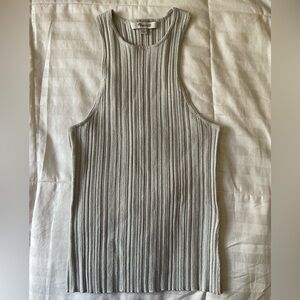 Madewell Signature Knit Cutaway Sweater Tank Top - Glittery Gray Size Small